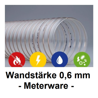 Absaugschlauch SMARTFLEX / BETAFLEX - 0,6 mm Wandstärke - Meterware 100 mm